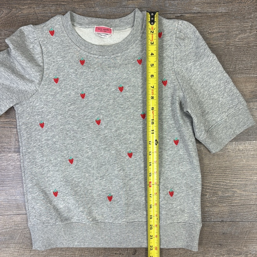 SOLD IN STORE Kate Spade Strawberry Embroidered Pullover Top Size Small - Picture 7 of 7